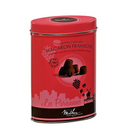 Mathez 'Les Parisiennes'、フレンチチョコレートトリュフ、ラズベリーマカロンチップ入り、7.1オンス缶 Mathez 'Les Parisiennes', French Chocolate Truffles with Raspberry Macaron Chips, 7.1oz Tin