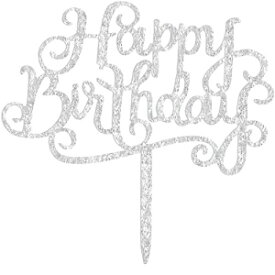シルバー誕生日ケーキトッパー 1 番目のベビーシャワー、アクリルハッピーバースデーケーキトッパーデコレーション Silver Birthday Cake Topper 1st One Baby Shower, Acrylic Happy Birthday Cake Topper Decoration
