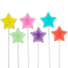 Twinkle Pops ロリポップ、星の形 (ロリポップ 120 個パック)、長さ 12 インチのロリポップステム、米国で手作り、鮮やかな 6 色、フルーツフレーバー、37.80 オンス by Sparko Sweets Twinkle Pops Lollipop, Stars Shapes (Pack of 120 Lollipop