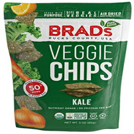 Brad's 植物ベースのオーガニック野菜チップス、ケール、3 袋、合計 9 食分 Brad's Plant Based Organic Veggie Chips, Kale, 3 Bags,9 Servings Total