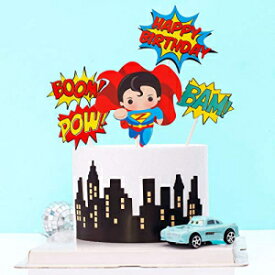 NN-BH ハッピーバースデーケーキトッパー 誕生日パーティーケーキデコレーション 漫画 リトルスーパーマン 子供の誕生日ケーキトッパー NN-BH Happy Birthday Cake Topper Birthday Party Cake Decoration Cartoon Little Superman Child Birthday Cake