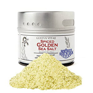 Gustus Vitae - XpCXS[fV[\g - `qg݊ - C - {iIȃO - ʂ Gustus Vitae - Spiced Golden Sea Salt - Non GMO - Magnetic Tin - Authentic Gourmet Seasoning - Craf