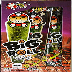 タオ・カエノイ ビッグロール 焼き海苔ロール 1箱9袋入 2箱（BBQソース味） Tao Kae Noi Big Roll Grilled Seaweed Roll 9 Packets Per Box - 2 Boxes (BBQ Sauce Flavour)