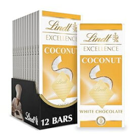 White Coconut, Lindt EXCELLENCE Coconut White Chocolate Bar, White Chocolate Candy with Coconut Flakes, 3.5 oz. (12 Pack)