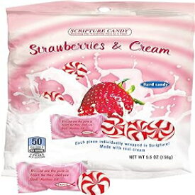 Scripture Candy, Strawberry & Cream Hard Candy 5.5 Ounce Bag, 25 Pieces