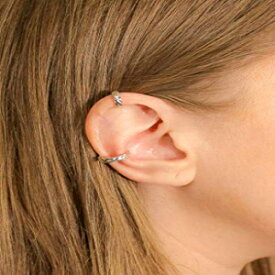 .925 スターリングシルバーの編組ツイストイヤーカフセット、非ピアス耳用 .925 Sterling Silver Braided Twisted Ear Cuff Set for Non Pierced Ears