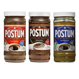 Postum Coffee Alternative 3 パック (小麦ふすまと糖蜜、ナチュラルコーヒー、ホットココア) | カフェインフリーのインスタントコーヒーの代替品 | オーガニックブレンド、デカフェ、朝食、グルメ、パントリー向けの健康的で食事療法的なもの Postum Coffee