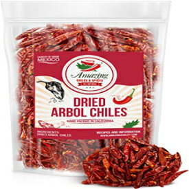 Chile De Arbol 10オンス - 乾燥丸ごと赤唐辛子、プレミアムオールナチュラルステムレス、再密封可能なバッグ。メキシコ料理、中華料理、タイ料理に使用されます。旨みたっぷりのピリ辛熱々。 Chile De Arbol 10oz - Dried Whole Red Chili Peppers, Premiu