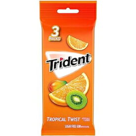 Trident Tropical Twist Sugar Free Gum, 3 Packs of 14 Pieces (42 Total Pieces)