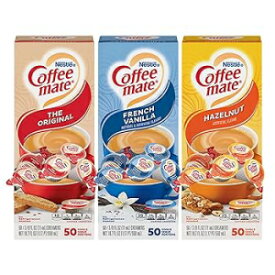 Variety Pack, Nestle Coffee Mate Creamer Singles Variety Pack, Original, French Vanilla, Hazelnut, Non Dairy, No Refrigeration, 150 Count (Pack of 3)