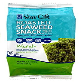 Sea's Gift 韓国海苔スナック (キムノリ)、焼きわさび、0.17 オンス (24 個パック) Sea's Gift Korean Seaweed Snack (Kim Nori), Roasted Wasabi, 0.17-Ounce (Pack of 24)