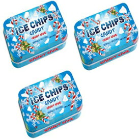 ICE CHIPS キシリトール キャンディー缶 (キャンディーケーン、3 パック) - 写真のバンド付き ICE CHIPS Xylitol Candy Tins (Candy Cane, 3 Pack) - Includes BAND as shown