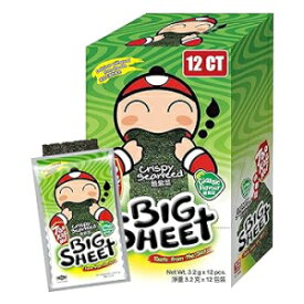 Original 3.2g (Pack of 12), Big Crispy Seaweed Snack Sheets by Tao Kae Noi | Classic Thai Seaweed Chip | Healthy Nori Snacks for Kids and Adults | 12 Individually Wrapped Sheets per Box, 3.2g each