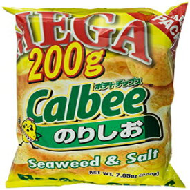 Calbee メガポテトチップス - 海苔塩味、7.05 オンス (2 個パック) Calbee Mega Potato Chips - Seaweed and Salt Flavor, 7.05 Ounce (Pack of 2)