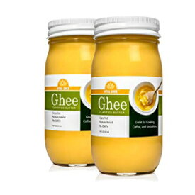 グラスフェッドオーガニックギー - GMOフリー - 米国製 (清澄バター) - ガラス瓶 (レギュラー、2パック - 16オンス) Grassfed Organic Ghee - GMO Free - Made in USA (Clarified Butter) - Glass Jar (Regular, 2 Pack - 16 Ounces