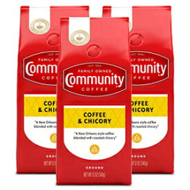 Community Coffee 挽いたコーヒー & チコリブレンド、挽いた、12 オンス (3 パック) Community Coffee Ground Coffee & Chicory Blend, Ground, 12 Ounces (3 Pack)