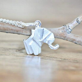 オリガミエレファントネックレス スターリングシルバー 16インチチェーン付き Origami Elephant Necklace in Sterling Silver with 16" Chain