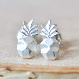 幾何学模様のパイナップル スタッド ピアス (スターリングシルバー) - Jamber Jewels Geometric Pineapple Stud Earrings in Sterling Silver - Jamber Jewels