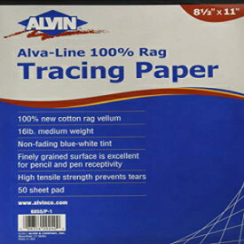 Alvin、Alva-Line、6855/P-1、100 % ラグベラム、中厚さ、16 ポンド トレーシングペーパー - 50 枚、8.5 x 11 インチ Alvin, Alva-Line, 6855/P-1, 100 % Rag Vellum, Medium Weight, 16-lb Tracing Paper - 50-Sheet, 8.5 x 11 Inches