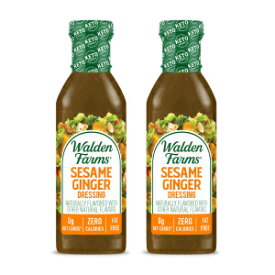 Walden Farms Sesame Ginger Dressing 12.oz Bottle (2 Pack) - Fresh & Delicious, 0g Net Carbs Condiment, Kosher Certified - Great on Salads, Vegetables, Coleslaw, Wings, Shrimp Dipping Sauce & More