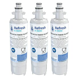 Refresh 交換用冷蔵庫浄水フィルター Kenmore 46-9690、ADQ36006102 および LG LT700P、ADQ36006101 と互換性あり (3 パック) Refresh Replacement Refrigerator Water Filter Compatible with Kenmore 46-9690, ADQ36006102 and LG LT700P, ADQ3
