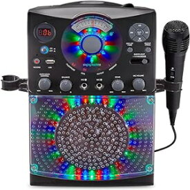Black, Singing Machine Karaoke Machine for Kids and Adults with Wired Microphone - Built-In Speaker with LED Disco Lights - Wireless Bluetooth, CD+G & USB Connectivity - Black [Amazon Exclusive]