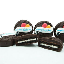 Philadelphia Candies Dark Chocolate Covered Creme Filled Sandwich Cookies, Happy Birthday Gift 8 Ounce