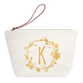 ELEGANTPARK Birthday Gifts for Women Mom Friend Teacher Her Personalized Makeup Bag with K Initial Travel Cosmetic Bag Monogrammed Gifts for Women Teacher Gifts Wedding Gifts Canvas Pouch
