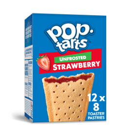 Pop-Tarts Toaster Pastries, Breakfast Food and Kids Snacks, Unfrosted Strawberry, 10.15lb Case (96 Pop-Tarts)