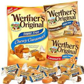 Werther's Sugar Free Candy Variety Pack with Classic Caramel Flavored Hard and Chewy Candies Paired with Caramel Coffee, Sugarless Gift Basket Stuffer, Set of 3