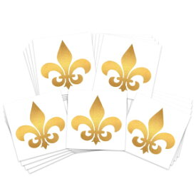 Fashiontats Gold Fleur De Lis Temporary Tattoos | Pack of 20 | MADE IN THE USA | Skin Safe | Removable