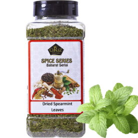 Cerez Pazari Dried Mint Leaves 5.3oz |%100 Natural, Non-irradiated, Non-GMO, Gluten Free, Raw Turkish Dried Spearmint Leaves, Crushed Peppermint Tea | Plastic Pet & Easy to Use Flapper Spice Cap