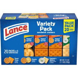 Lance Sandwich Crackers, Variety Pack, 3 Flavors, 20 Individually Wrapped Packs, 6 Sandwiches Each