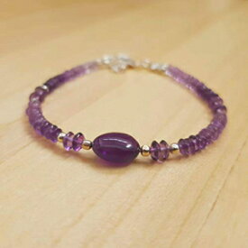 パープル アメジスト ソーサー オーバル ビーズ ブレスレット スターリング シルバー パーツ 彼女への 2 月の誕生日プレゼント Purple Amethyst Saucer Oval Beads Bracelet Sterling Silver Findings February Birthday Gift for her