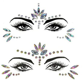 Mermaid Face Gems Stick Jewels for Women Cosplay Mermaid Halloween Club Eye Face Gems Makeup Stickers on Rave Party Gift for Kids Eye Face Jewels Temporary Tattoos Festival Concert Dress-up