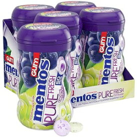 メントス ピュアフレッシュシュガーフリーチューインガム、キシリトール配合、グレープメドレー、50個ボトル（4個バルクパック） Mentos Pure Fresh Sugar-Free Chewing Gum With Xylitol, Grape Medley, 50 Piece Bottle (Bulk Pack of 4)