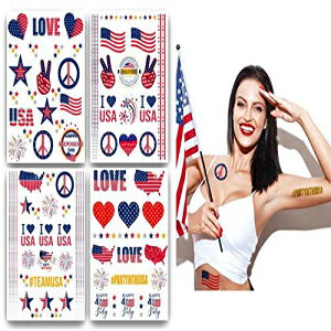 Terra Tattoos Assorted Temporary Tattoos Designs Party Favors Costumes Goody Bags Adults Kids Waterproof Temporary Tattoos (4th of July)