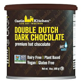 14 Ounce (Pack of 1), Double Dutch Dark Chocolate, Castle Kitchen Double Dutch Dark Chocolate Premium Hot Cocoa Mix - Dairy-Free, Vegan, Plant Based, Gluten-Free, Non-GMO Project Verified, Kosher - Just Add Water