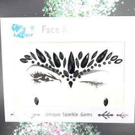 Black Face Jewels stick on festival accessories halloween face tattoo rhinestones for makeup Self-Adhesive body Jewels Body Gems face Jewelry temporary tattoos(black)