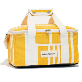 Business & Pleasure Co. Cooler Bag - Cute Lunch Bag in Vintage Colors & Prints, Fits Lunch or 12 Drinks, Insulated & Leakproof Lining, Hands-Free Shoulder Strap (Lunch Bag / 12 Cans, Yellow Stripe)