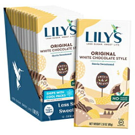LILY'S Original White Chocolate Style No Sugar Added, Sweets Bars, 2.8 oz (12 Count)