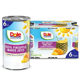 Dole 100% Pineapple Mango Juice, No Added Sugar, Excellent Source of Vitamin C, 100% Fruit Juice, 6 Fl Oz (Pack of 6), Pack May Vary