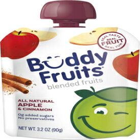 Buddy Fruits Pure Blended Fruit To Go Apple and Cinnamon Applesauce | 100% Real Fruit | No Sugar, Non GMO, Vegan, Gluten Free, No Preservatives, BPA Free, Certified Kosher | 3.2oz Pouch 18 Pack