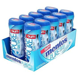 15 Count (Pack of 10), Fresh Mint, Pocket Bottle, Mentos Pure Fresh Sugar-Free Chewing Gum with Xylitol, Fresh Mint, 15 Piece Bottle (Bulk Pack of 10)