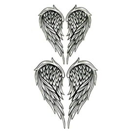 Oottati 小さなかわいいフェイク防水一時的なタトゥー ブラック エンジェル フェザー ウィング (2 枚) Oottati Small Cute Fake Waterproof Temporary Tattoo Black Angel Feather Wing (2 Sheets)