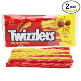 Twizzlers、スイート＆サワーチェリーキックシトラスパンチツイスト入り、11オンス。（ 2パック ） Twizzlers, Filled Sweet & Sour Cherry Kick Citrus Punch Twists, 11 Oz. ( 2 pack )