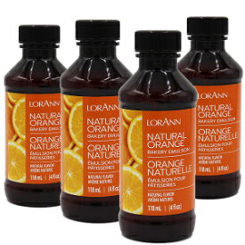 LorAnn オレンジ ベーカリー エマルジョン、4 オンス ボトル - 4 パック LorAnn Orange Bakery Emulsion, 4 ounce bottle - 4 pack