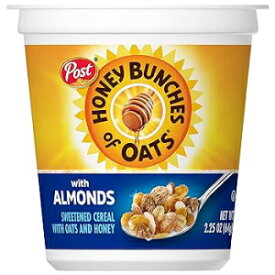 2.25 Ounce (Pack of 12), Almond, Honey Bunches of Oats with Almonds Breakfast Cereal, Honey Cereal with Granola Clusters and Sliced Almonds, Small Cereal Cup Size for Easy On-The-Go Breakfast, Pack of 12, 2.25 O