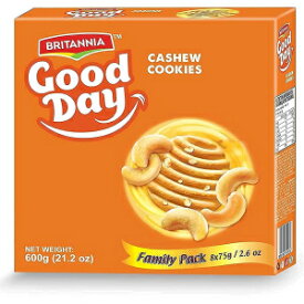 BRITANNIA Good Day Cashew Cookies Family Pack 21.2oz (600g) - Breakfast & Tea Time Snacks - Delicious Grocery Cookies (Pack of 1)