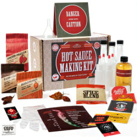 DIY Gift Kits Hot Sauce Making Kit with Ghost Pepper for Adult Men, Standard Make Your Own Hottest Sauce with Bottles and Recipes Set